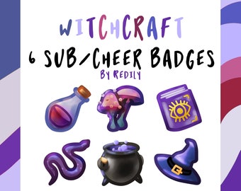 6 Witchcraft Sub / Cheer bit Badges for Twitch, Youtube and more!