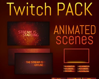 Ethereal Fire Twitch Pack with Animated Scenes, banner, offline screen, alerts and buttons!