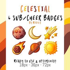 6 Celestial Sub / Cheer bit Badges for Twitch, Youtube and more!