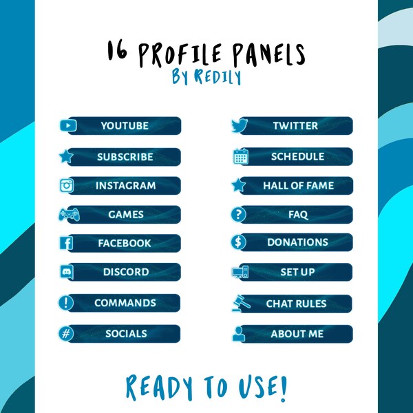 16 Twitch Profile Panels - Ethereal Blue