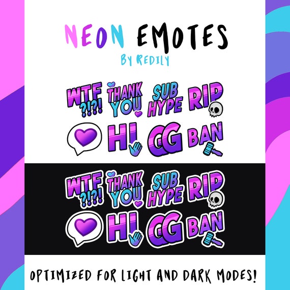 8 x Neon Emotes Pack for Twitch