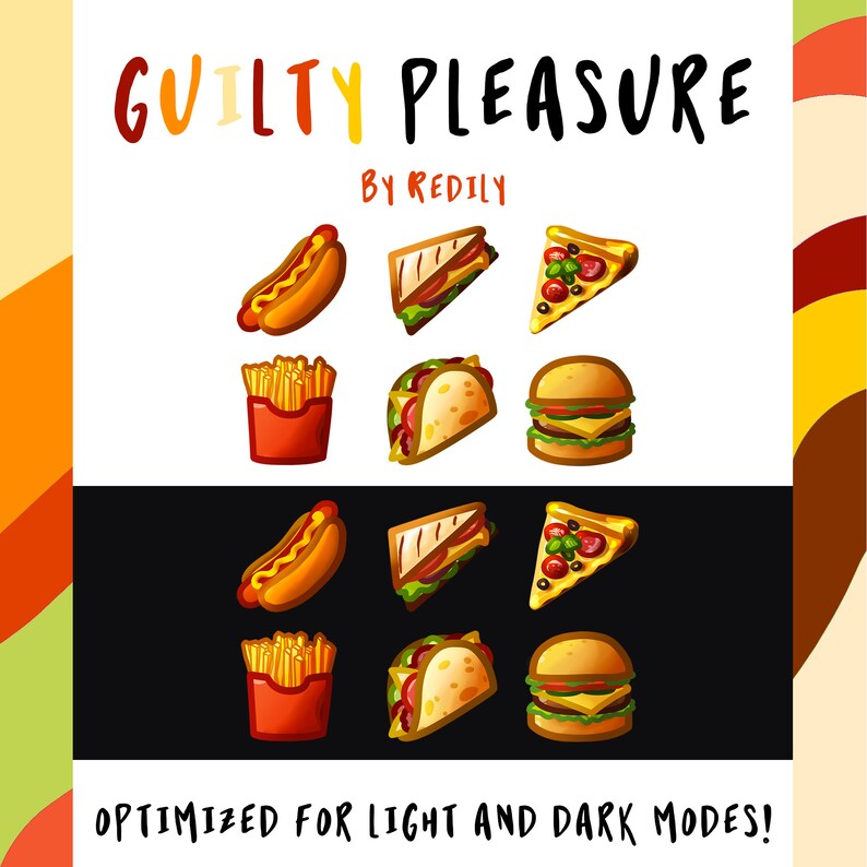 Youtube and more! 6 Yummy Junk Food Sub Cheer bit Badges for Twitch