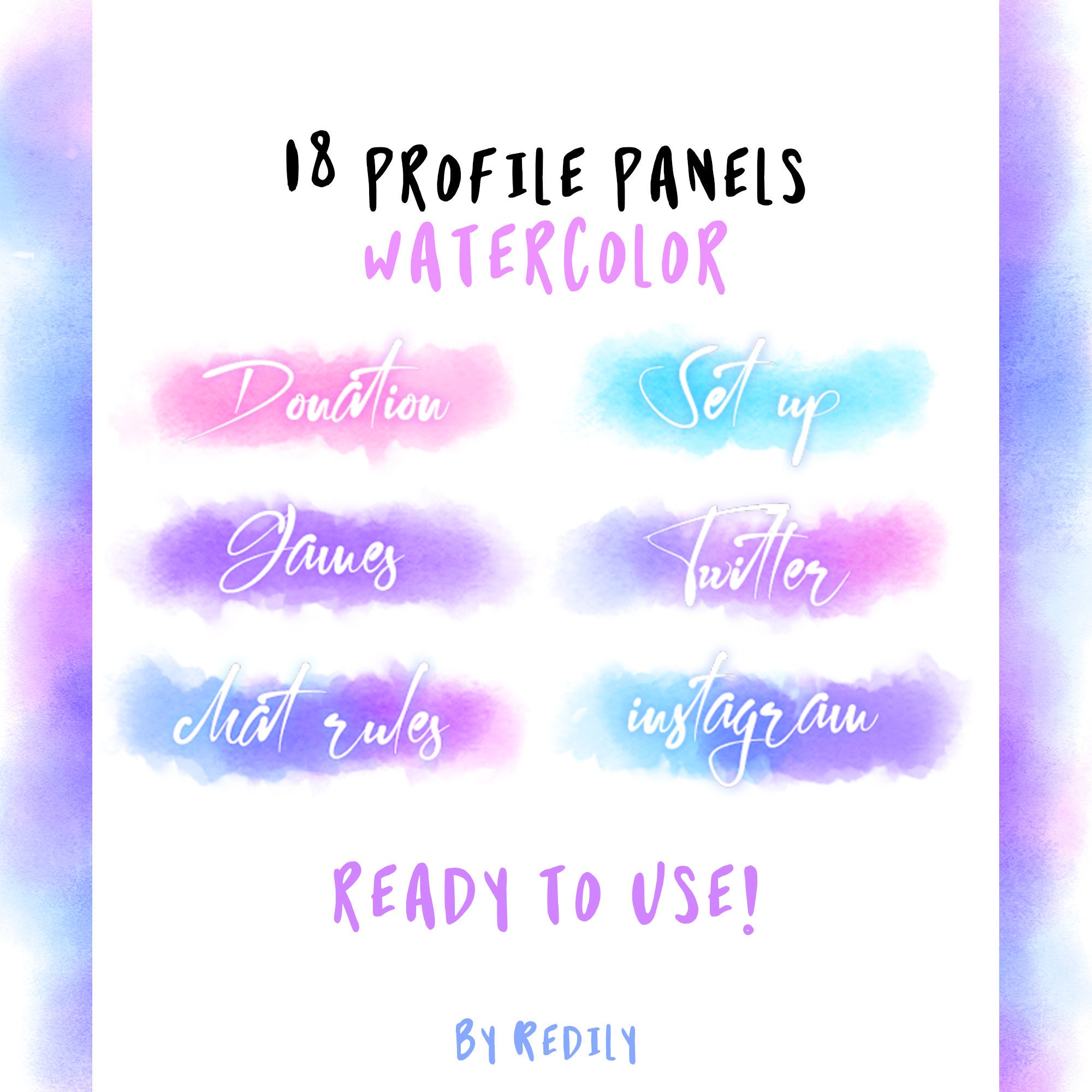 18 Neon Watercolor Twitch Profile Panels