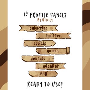 19 etykiet Vintage RPG panele profilowe Twitch-stara etykieta-średniowieczne i klasyczne zwoje-alchemia zielarz-fantasy retro