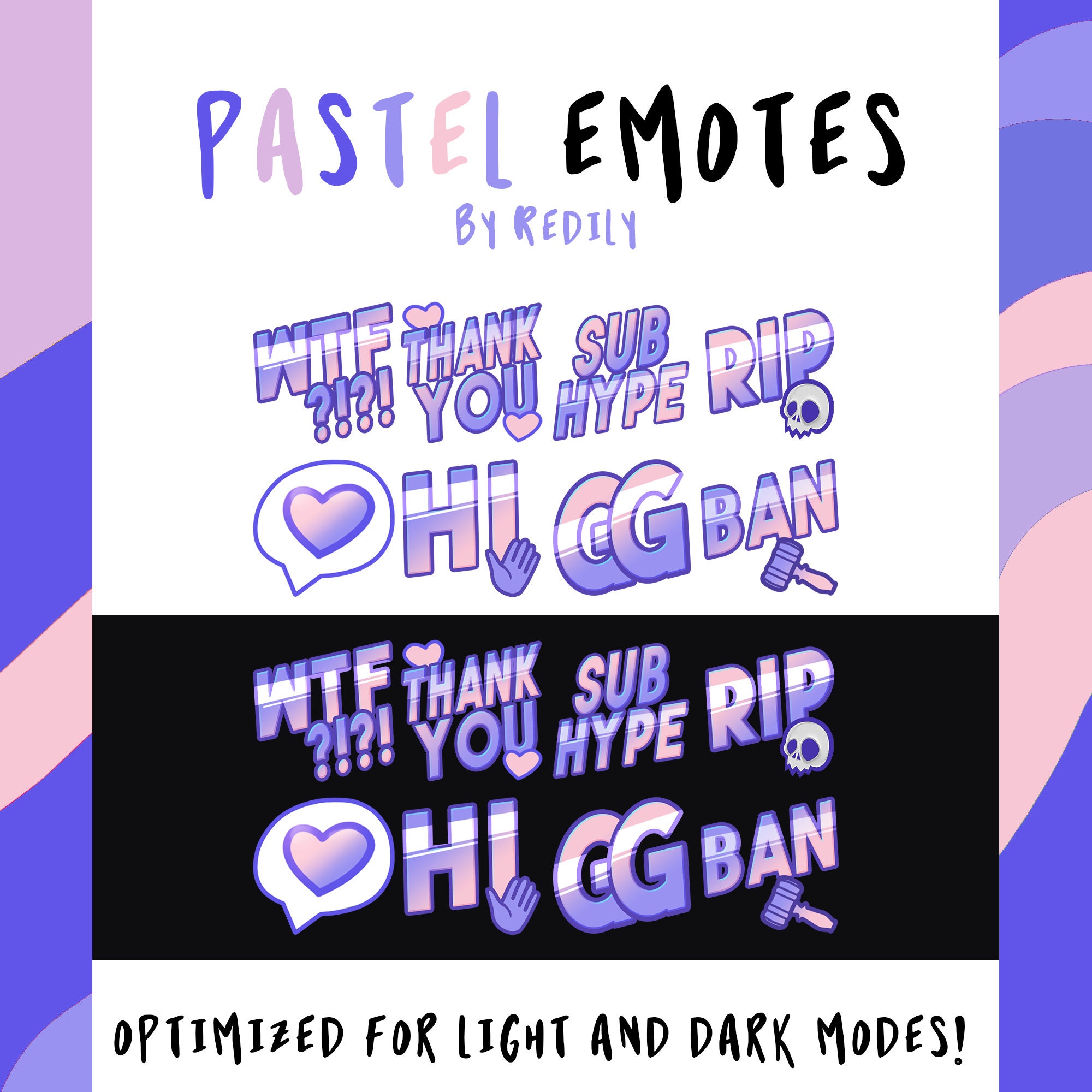 Pastel Emotes X 8 Pack for Twitch GG WTF Thank You Etsy