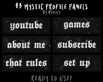 Dark, Mystic, Vintage, Grunge, Marble, Scratch, Gothic Twitch Profile Panels x 43
