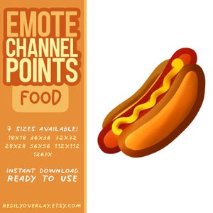 Hotdog Twitch Channel Point Icon, Sub Badge, Emote - Food Streaming Assets - Cute Junk food Token for your stream and your Discord