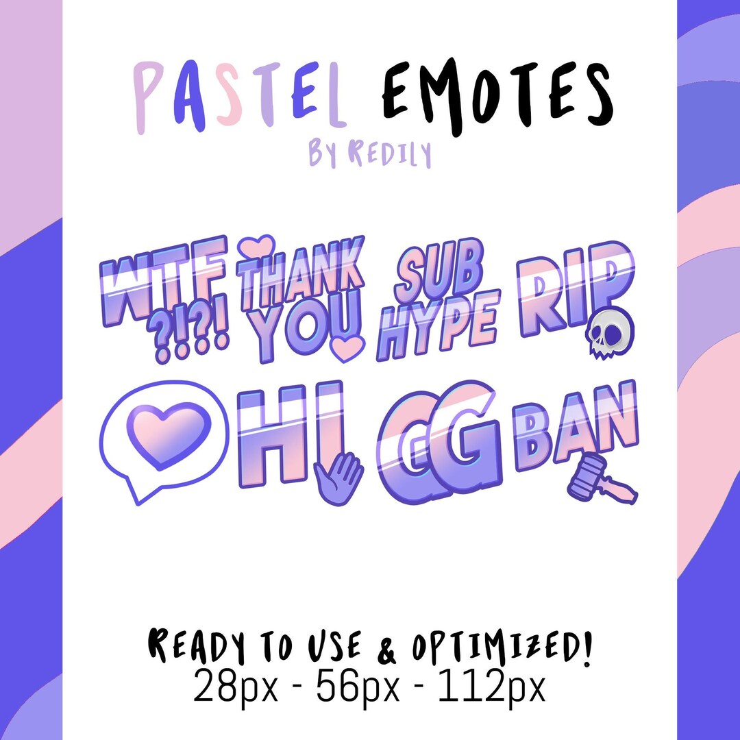 Pastel Emotes X 8 Pack for Twitch GG WTF Thank You Etsy