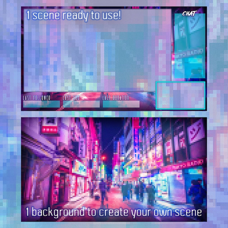 Neon Japan Stream Overlays and Scenes pack for Twitch | Etsy