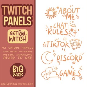 Vintage Brown Bio Panels for Twitch - 43-Piece Set with Sun, Stars & Moon Designs | Mystical and Witchy Digital Panels for Streamers