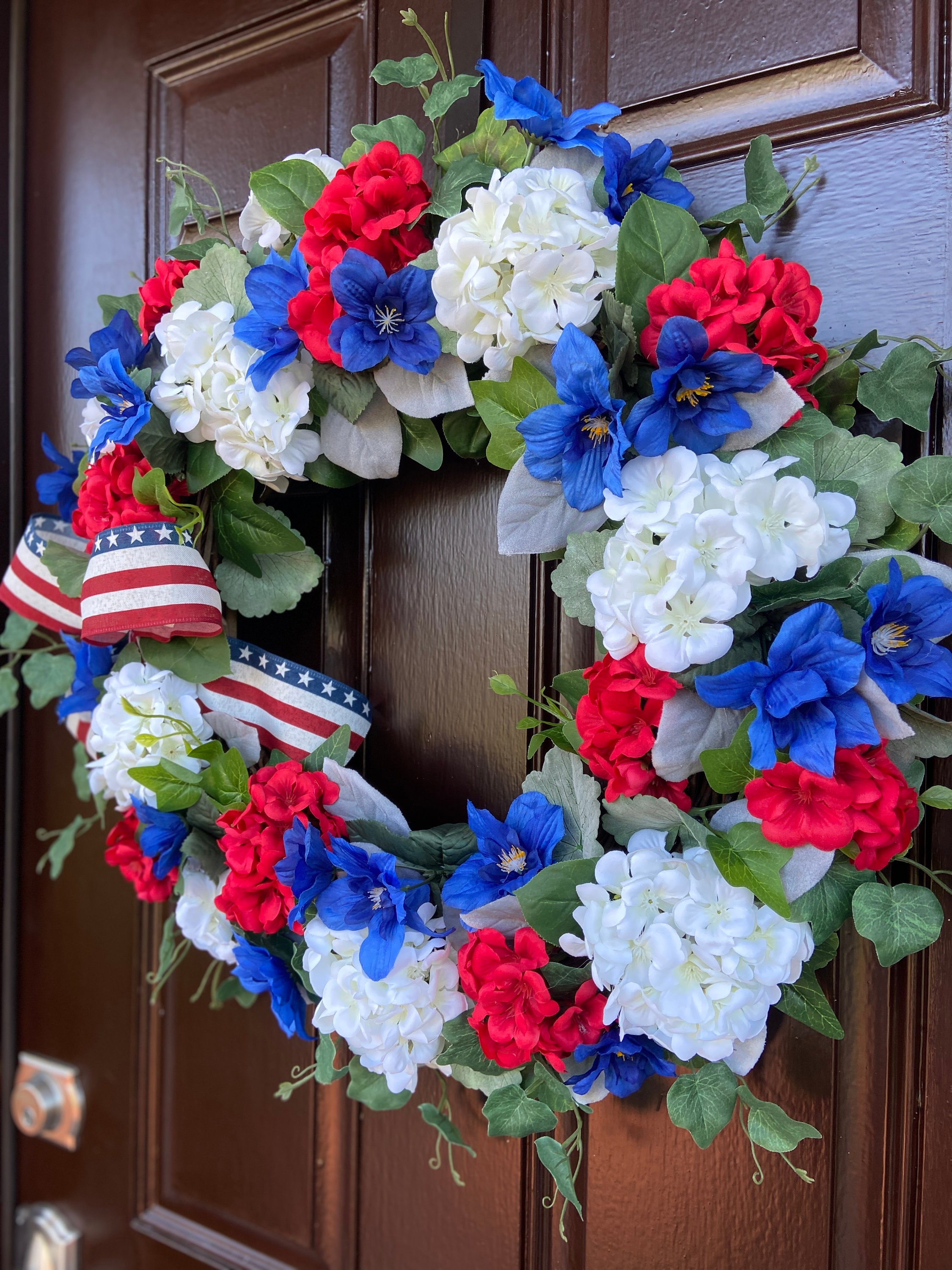 Red White Blue Wreath, Patriotic Wreath, American Flag Wreath, Door ...