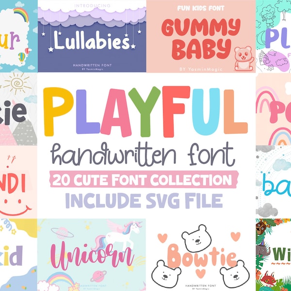 Playful Font Bundle, Kids font, Baby font, Fun font, Cute font, Craft font, Handwritten font, Cricut font, Farmhouse font, Kids font svg