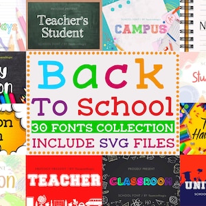 Regreso a la escuela Fuente svg, Carta del maestro svg, paquete de fuentes de la escuela 30 svg, fuente de posgrado svg, Último día de clases svg, escuela svg, Regalo del maestro