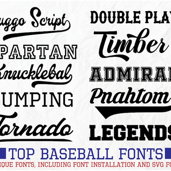 Honkbal lettertype bundel, honkbal letters, 20 honkbal lettertypen voor Cricut, Procreate lettertypen, honkbal lettertypen SVG, sport lettertype, College lettertype, sport