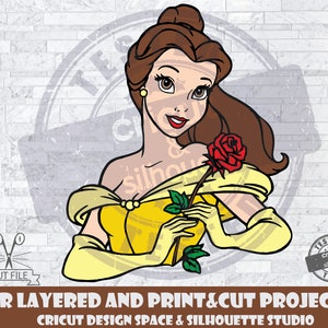 Belle SVG Design Files For Cricut Silhouette Cut Files Layered And PrintAndCut Beauty And The Beast SVG Beauty SVG Beast svg