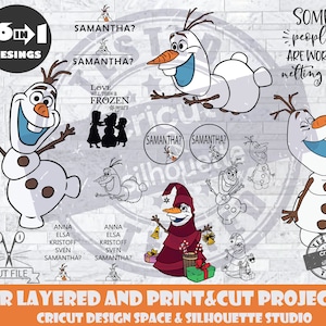 Frozen SVG Olaf Bundle SVG Design Files For Cricut Silhouette Cut Files Layered And PrintAndCut Snowman svg