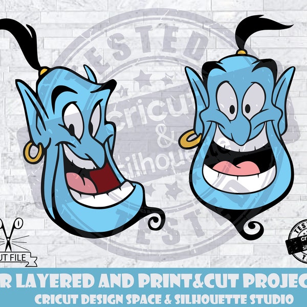 Aladdin SVG Genie SVG Design Files For Cricut Silhouette Cut Files Layered And PrintAndCut