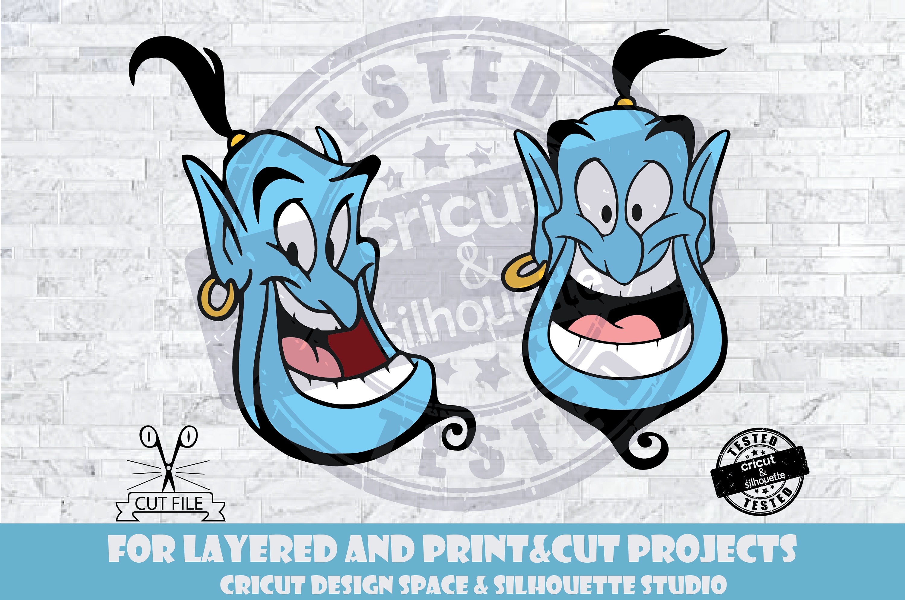 Aladdin SVG Genie SVG Design Files For Cricut Silhouette Cut | Etsy