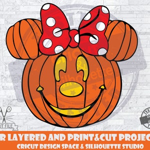 Minnie Pumpkin SVG Design Files For Cricut Silhouette Cut Files Layered And PrintAndCut Mickey SVG Pumpkin SVG Halloween svg