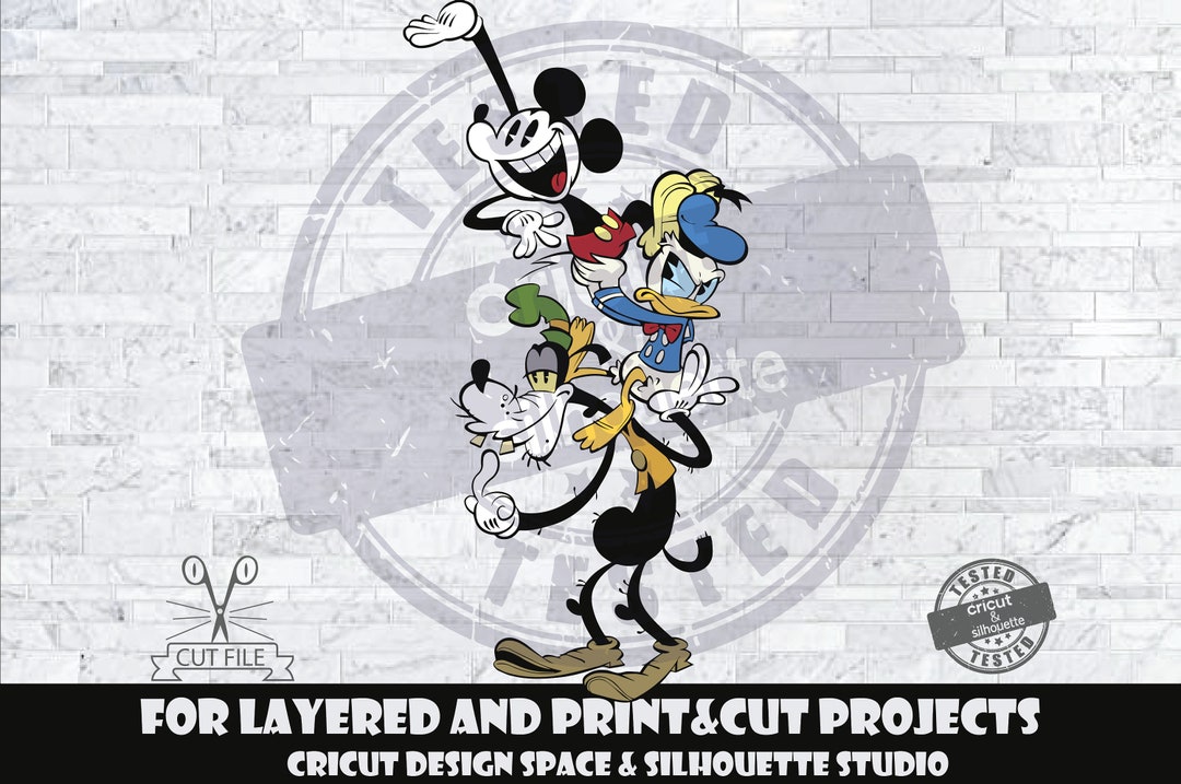 Mickey Mouse, Goofy and Donald SVG Design Files for Cricut Silhouette