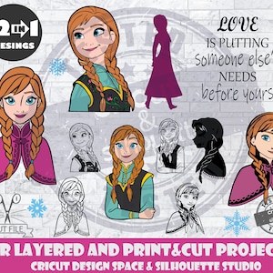 Frozen SVG Anna Bundle SVG Design Files For Cricut Silhouette Cut Files Layered And PrintAndCut Anna svg Elsa svg Package
