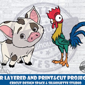Moana SVG Hei Hei y Pua SVG archivos de diseño para cricut silhouette cortar archivos en capas e imprimirAndCut Pua SVG Hei Hei svg paquete