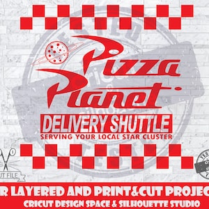 Pizza Planet SVG Designdateien für Cricut Silhouette geschnitten Dateien Layered und PrintAndCut Toy Story Pixar Logo SVG