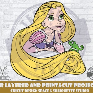 Rapunzel Princess SVG Design Files For Cricut Silhouette Cut Files Layered And PrintAndCut Tangled SVG