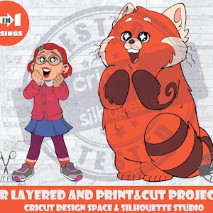 Meilin Lee And Red Panda SVG Turning Red SVG Design Files For Cricut Silhouette Cut Files Layered And PrintAndCut Turning Red Vector File