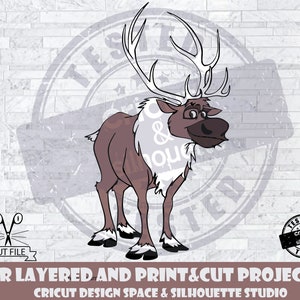 Gefrorene 2 SVG Sven SVG Reindeer SVG Design-Dateien für Cricut Silhouette geschnitten Dateien geschichtet und PrintAndCut