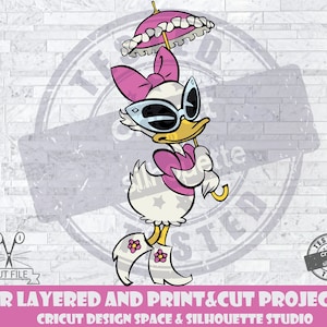 Daisy Duck SVG Design Files For Cricut Silhouette Cut Files Layered And PrintAndCut Mickey  Daisy Duck Umbrella A Mickey Mouse Cartoon