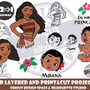 Moana Bundle SVG Design fichiers pour Cricut Silhouette coupe fichiers couches et PrintAndCut Moana paquet SVG chef Tui SVG Hei Hei svg