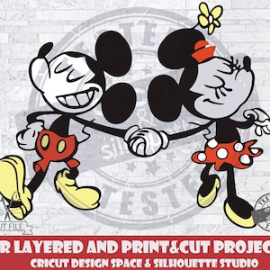 Mickey And Minnie Mouse SVG Design Files For Cricut Silhouette Cut Files Layered And PrintAndCut A Mickey Mouse Cartoon