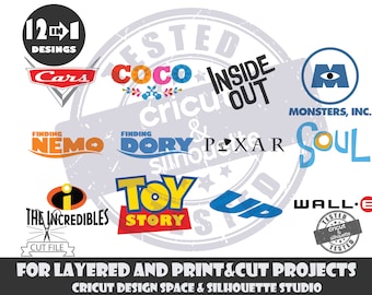 Pixar Movies Logos SVG Design Files For Cricut Silhouette Cut Files Layered And PrintAndCut Pixar Movie SVG Coco Soul Cars Up Walle SVG