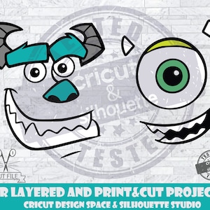 Monsters Inc. Sully & Mike Nested Silhouettes SVG PNG JPG 