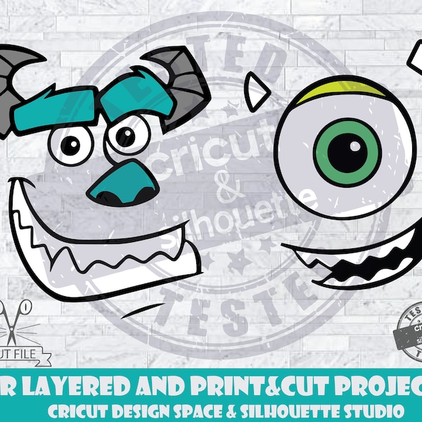 Monsters Inc SVG Mike And Sully SVG Design Files For Cricut Silhouette Cut Files Layered And PrintAndCut Mike SVG Sully svg