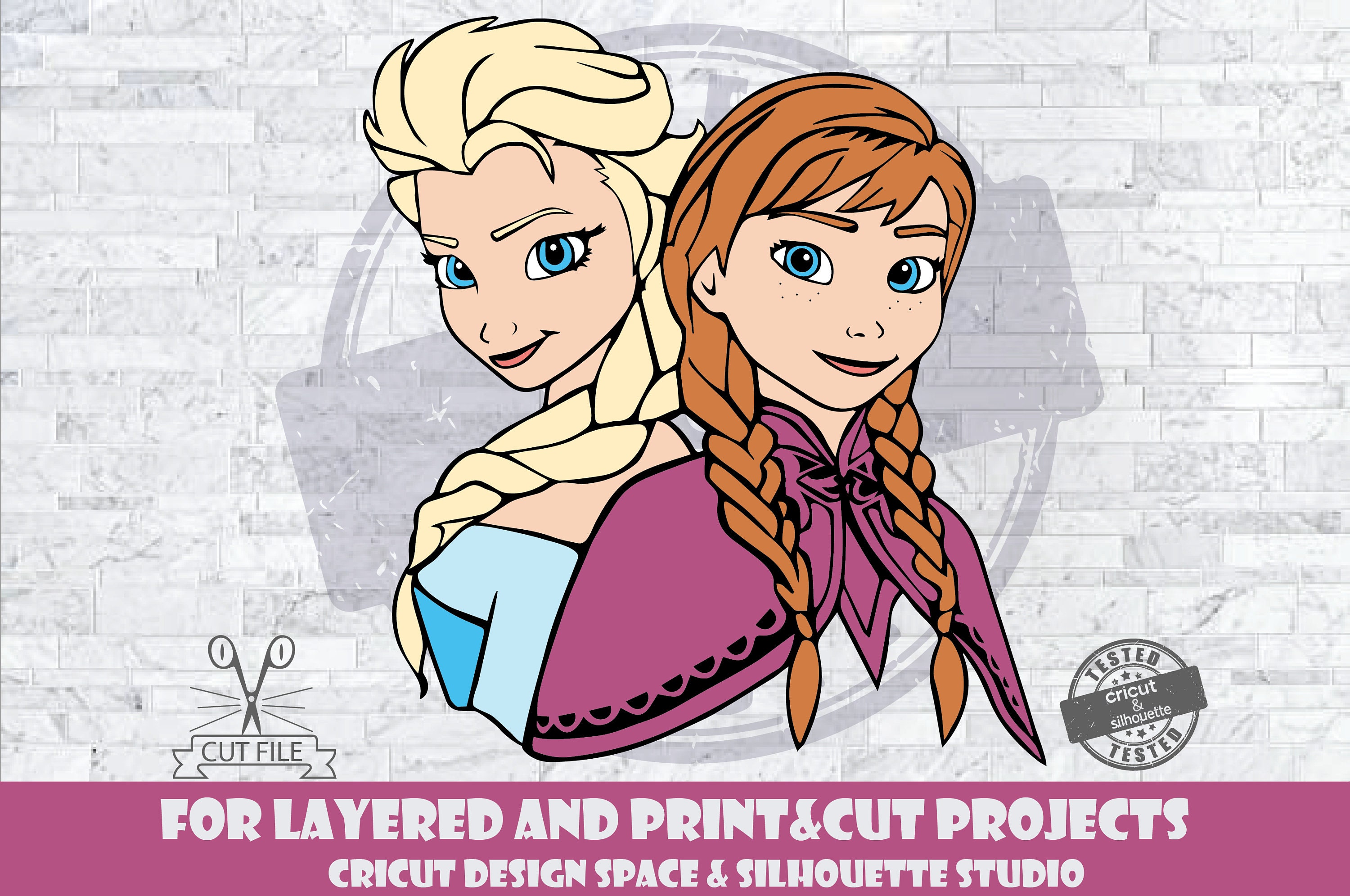 Frozen SVG Sisters SVG Design Files For Cricut Silhouette Cut Files Layered And PrintAndCut Anna svg Elsa svg