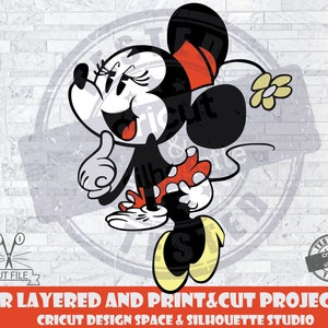 Minnie Mouse In Love SVG Design Files For Cricut Silhouette Cut Files Layered And PrintAndCut Mickey SVG A Mickey Mouse Cartoon Shorts