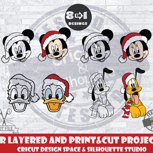 Christmas Mickey Mouse And Friends SVG Design Files For Cricut Silhouette Cut Files Layered And PrintAndCut Mickey Minnie Pluto Donald SVG