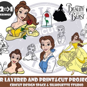 Belle Bundle SVG Archivos de diseño para Cricut Silhouette Cortar archivos en capas y PrintAndCut Belleza y la Bestia SVG Paquete de belleza SVG Bestia svg