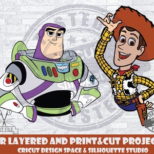 Woody und Buzz Lightyear SVG Spielzeug Geschichte SVG Design-Dateien für Cricut Silhouette geschnitten Dateien geschichtet und PrintAndCut Woody SVG Buzz Svg Pixar Svg