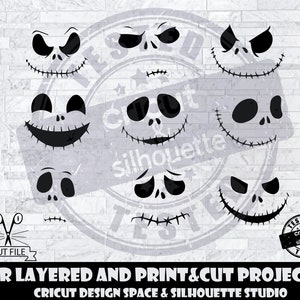 Jack Skellington SVG Halloween SVG L'incubo prima di Natale SVG file di progettazione per Cricut Silhouette Tagliare File Stratificati e StampaAndCut