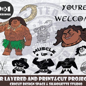 Moana SVG Maui Bundle SVG Design Files For Cricut Silhouette Cut Files Layered And PrintAndCut Moana SVG Maui Package svg
