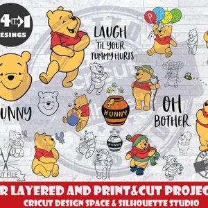 Winnie The Pooh Bundle SVG Design Files For Cricut Silhouette Cut Files Layered And PrintAndCut Pooh Package SVG Tiger SVG Eeyore svg Piglet