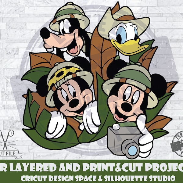 Mickey Mouse And Friends SVG Design Files For Cricut Silhouette Cut Files Layered Goofy Minnie Donald SVG Safari Animal Kingdom SVG