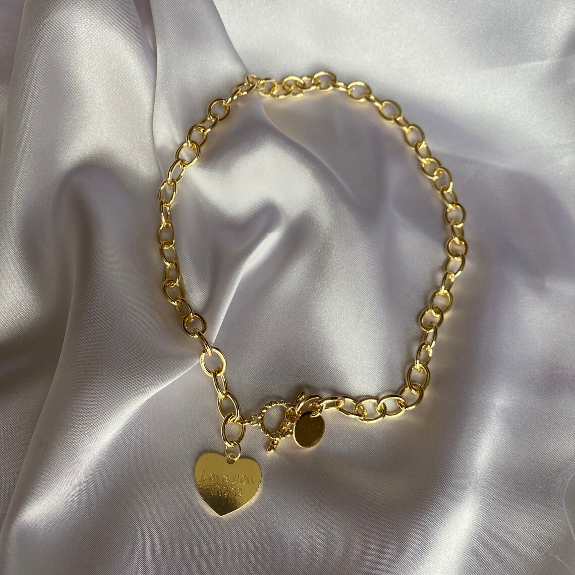 Gold Chain Necklace Gold Chain Heart Necklace Heart Etsy