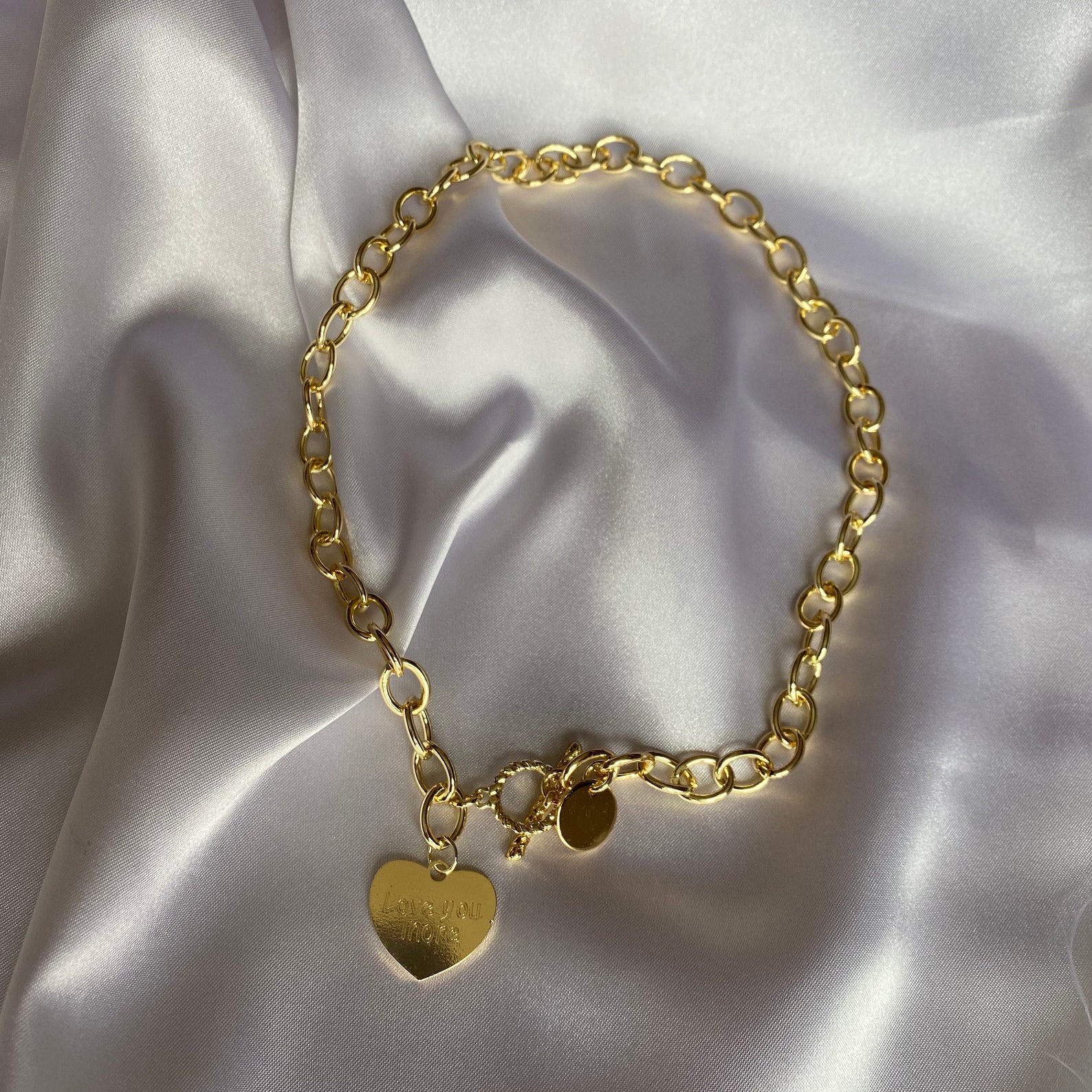 Gold Chain Necklace Gold Y2K Necklace Heart Necklace Chunky Etsy