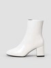 White leather booties, leather boots, white minimalist booties, leather booties with side zipper 