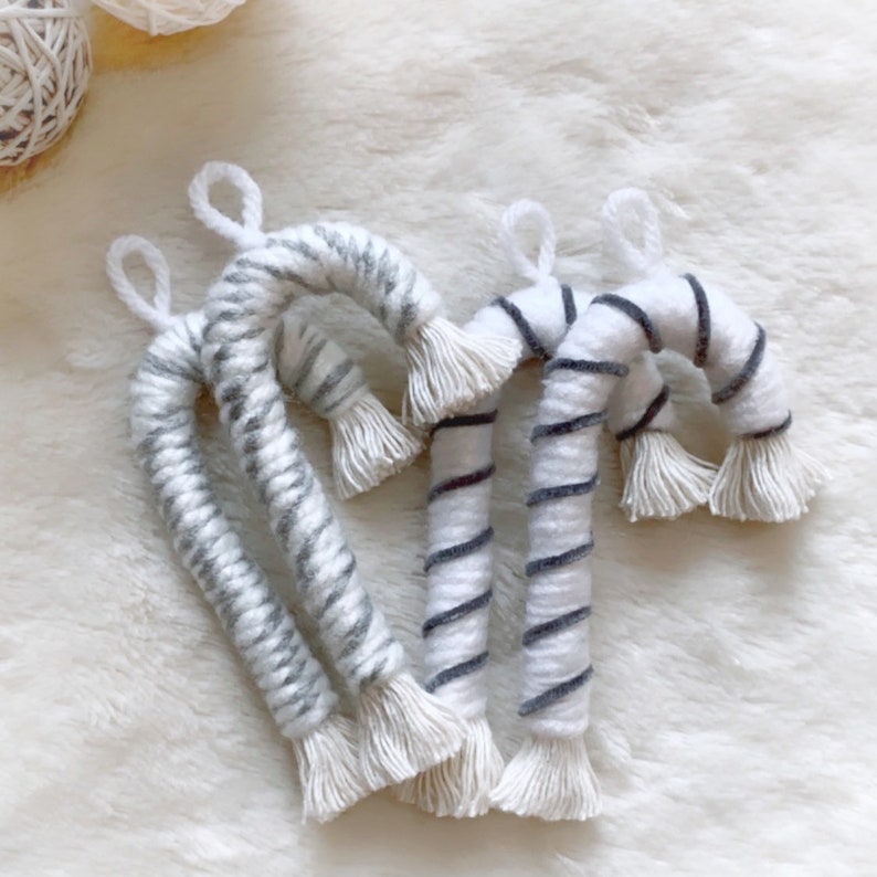 Macrame Christmas Ornaments Boho Christmas ornaments Candy cane image 3