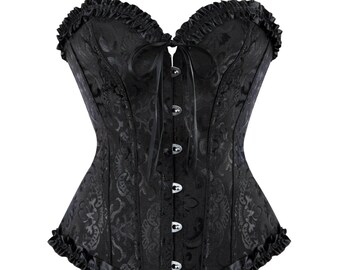 Cute Aesthetic Elegant Pretty Black Floral Corset Top